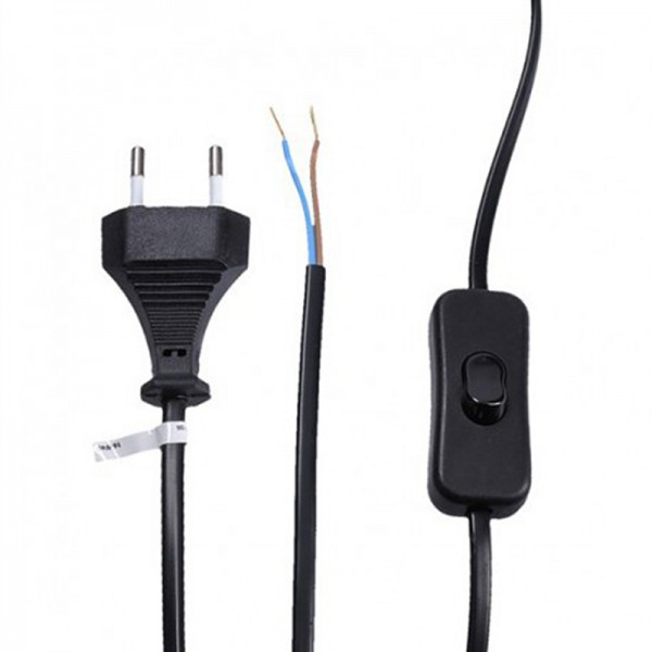 Flexo kabel s vypínačem 2m, 2x0,75 černá šň...