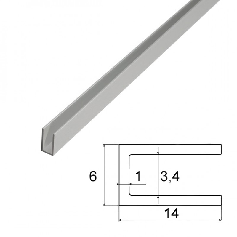 Hliníkový profil U, 14x5,6x1,2mm, 2 x 100cm, st�...