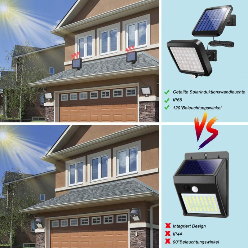 Zahradní solární světlo s detektorem pohybu, 56 LED, 300 lm, 1200 mAh