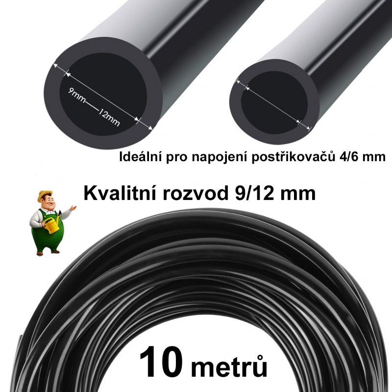 Distribuční hadice 9/12 mm, černá 10m pro napáječky